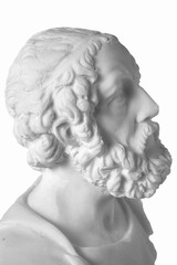 Fototapeta premium White marble bust of the greek poet Homer isolated on white