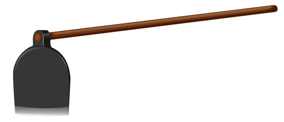 Shovel with wooden stick