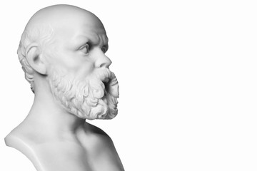 White marble bust of the greek philosopher Socrates