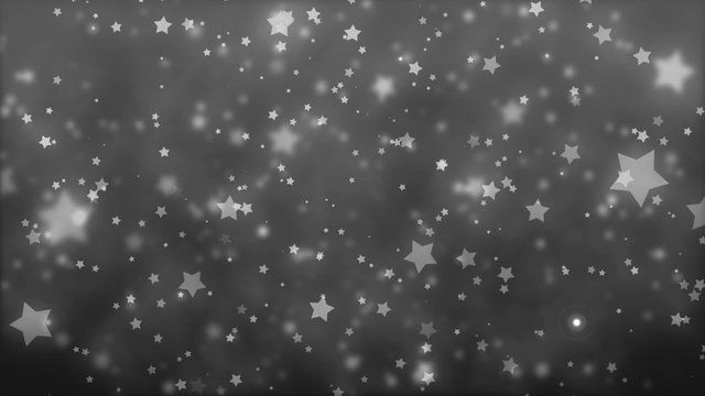 Animation background with stars and snow particles.