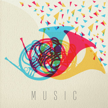 Music concept horn orchestra band color design