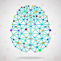 Abstract geometric brain, network connections