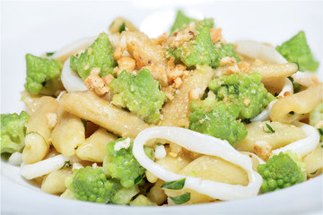cavatelli with broccoli, squid and bagels