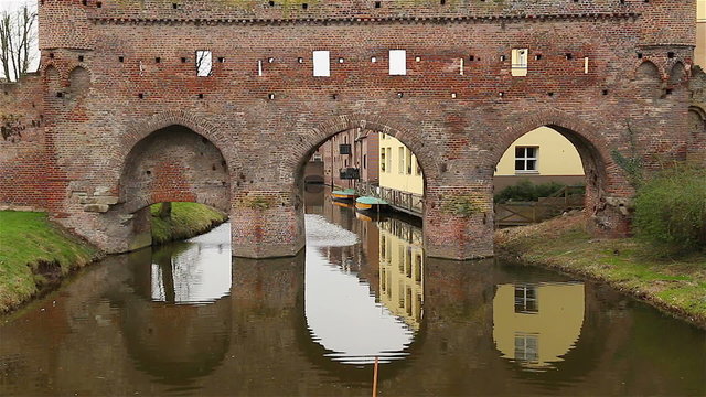 Zoom on old city wall Zutphen The Netherlands Europe
