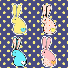 Set of four Easter rabbit icons