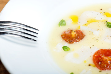 cod on mashed potatoes and tomato confit