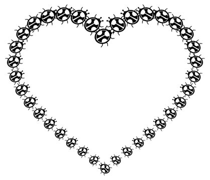 Heart shaped frame with floral silhouettes. 
