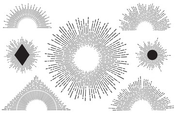 Set of vintage hand drawn sunbursts
