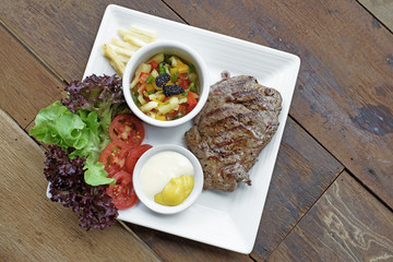 grilled pork steak with french fries