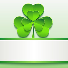 St. Patricks day card with green clover and paper