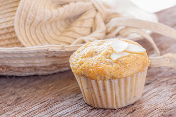 Banana cake on the wooden floor