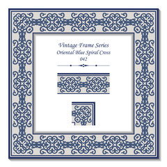 Vintage frame 042 Oriental Blue Spiral Cross