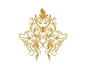 Gold Damask Ornamental Floral Logo