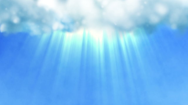Blue sky with a heavenly, divine light shining from the clouds. Seamlessly loopable animation.