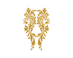 Gold Damask Ornamental Floral Logo