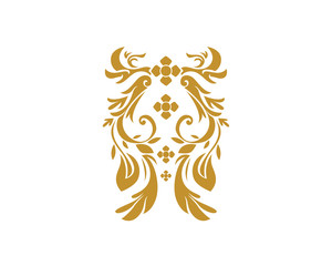 Gold Damask Ornamental Floral Logo