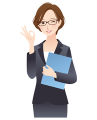 スーツを着た女性　ビジネス　オーケーサイン