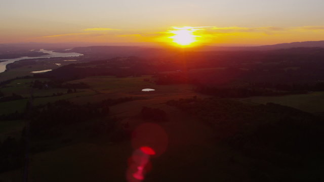 Sunset over farmlands, Washington state
