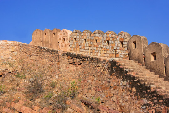 Stone railing at Nahargarh Fort in Jaipur, Rajasthan, India