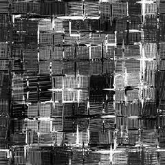 Grunge striped,checkered funky cartoon seamless pattern in black