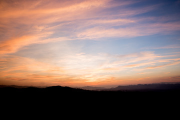 Fototapeta na wymiar Colorful sunset on top of thailand mountain