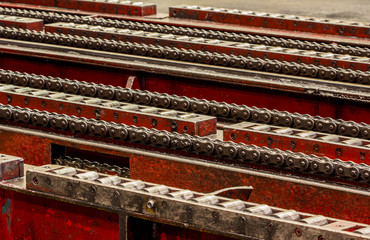 Detail of chain of roller conveyor