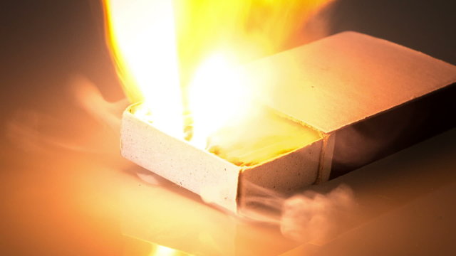 Explosion of matches in a matchbox