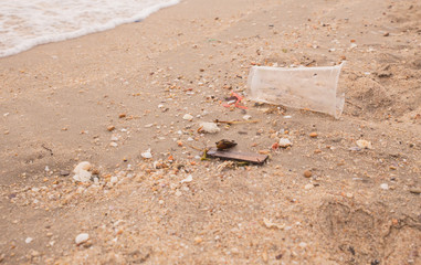 Polluted beach in thailand