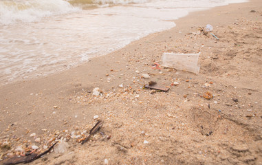 Polluted beach in thailand