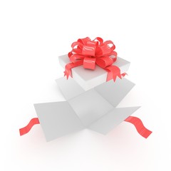 open gift box on white background