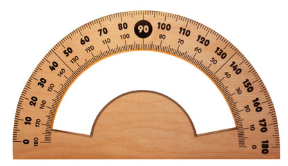 Wooden protractor isolated