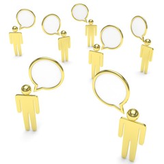 people with talk bubbles isolated over a white background