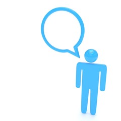 3d man with talk bubbles isolated over a white background