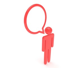 3d man with talk bubbles isolated over a white background