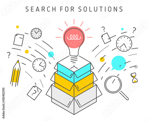 quot Vector flat line solution concept illustration represent process of