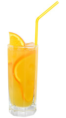 Obraz na płótnie Canvas Cocktail with orange juice and ice cubes