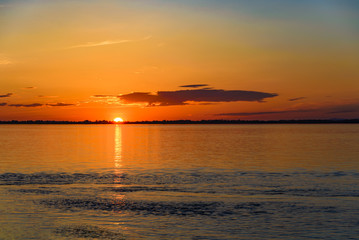 Summer sunset over the river.
Summer sunset over the Amur river.