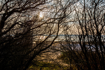 hinter Sträuchern verstecktes U-Boot Denkmal am Strand von Laboe