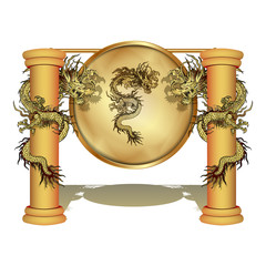 Chinese dragon on the pole with a disk