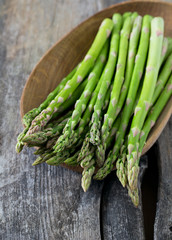 asparagus on wooden surface