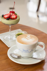 Coffee with Green tea Panna Cotta