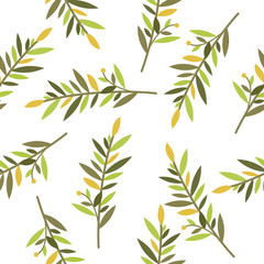 Fototapeta na wymiar floral seamless pattern with branches of laurel for textile print