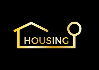 Vector abstract golden house, real estate agency