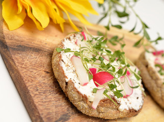 Helathy breakfast with whole grain rolls