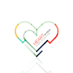 Logo love heart, abstract linear geometric business icon