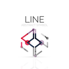 Linear abstract logo, connected multicolored segments of lines geometrical figure