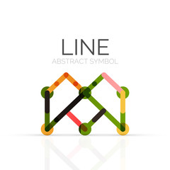 Linear abstract logo, connected multicolored segments of lines geometrical figure