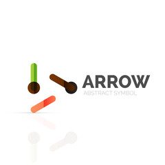 Linear arrow abstract logo, connected multicolored segments of lines in directional pointer figure