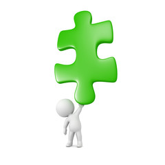 Obraz premium 3D Character Holding Very Large Puzzle Piece