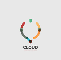 Flat linear design speech cloud logo. Talk bubble, modern geometric industrial thin line icon